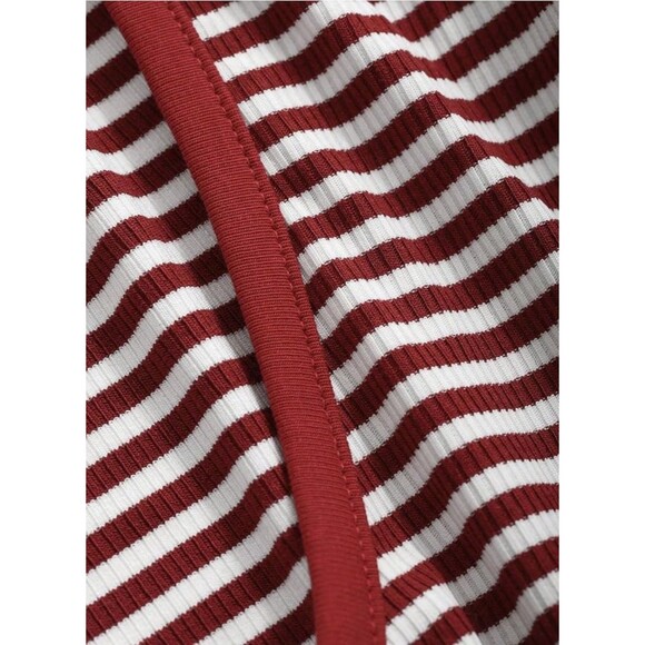 Floerns Women's Striped Boat Neck Short Sleeve Open Back Ribbed Knit Size Small - Picture 6 of 6